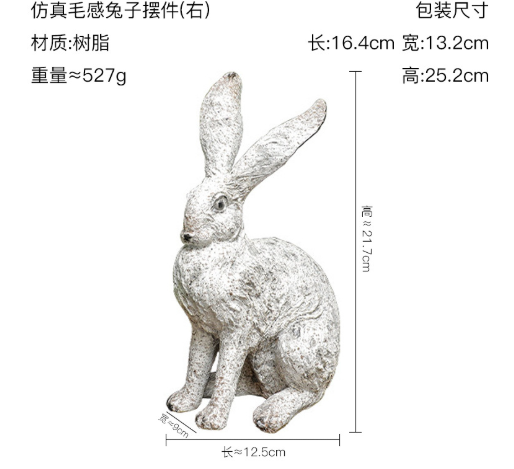 Simple Nordic Cute Gifts Home Decor Rural Resin Crafts Little White Rabbit Decoration Pendant