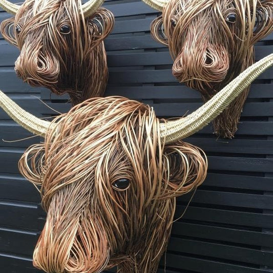 woven willow highland low resin highland trophy head home decor ornament handmade