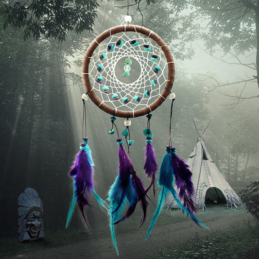 Handmade Indian Dream Catcher Net with Feathers Wind Chimes Wall Hanging Dreamcatcher Craft Gift For Home Decor