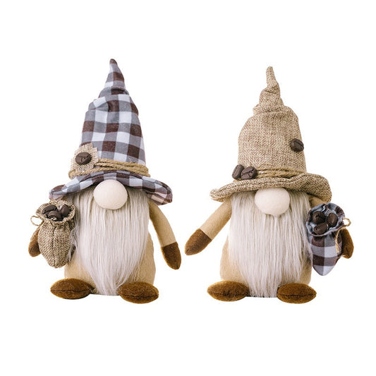 New Christmas Home Decor Faceless Doll Dwarf Ornament with Coffee Beans Rudolf Doll