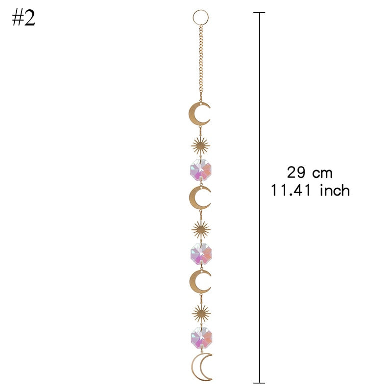Home Decor Crystal Pendant Hanging Curtain Windchimes Sun Light Catcher Star Moon Pendant Rainbow Wind Chime