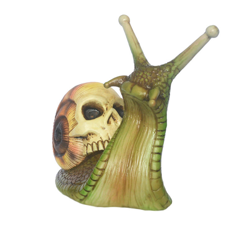 Halloween Skull Snail Skull Sculpture Gothic Garden Home Decor Resin Crafts