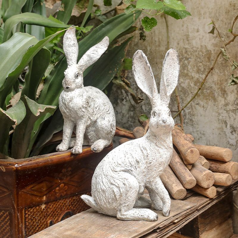 Simple Nordic Cute Gifts Home Decor Rural Resin Crafts Little White Rabbit Decoration Pendant