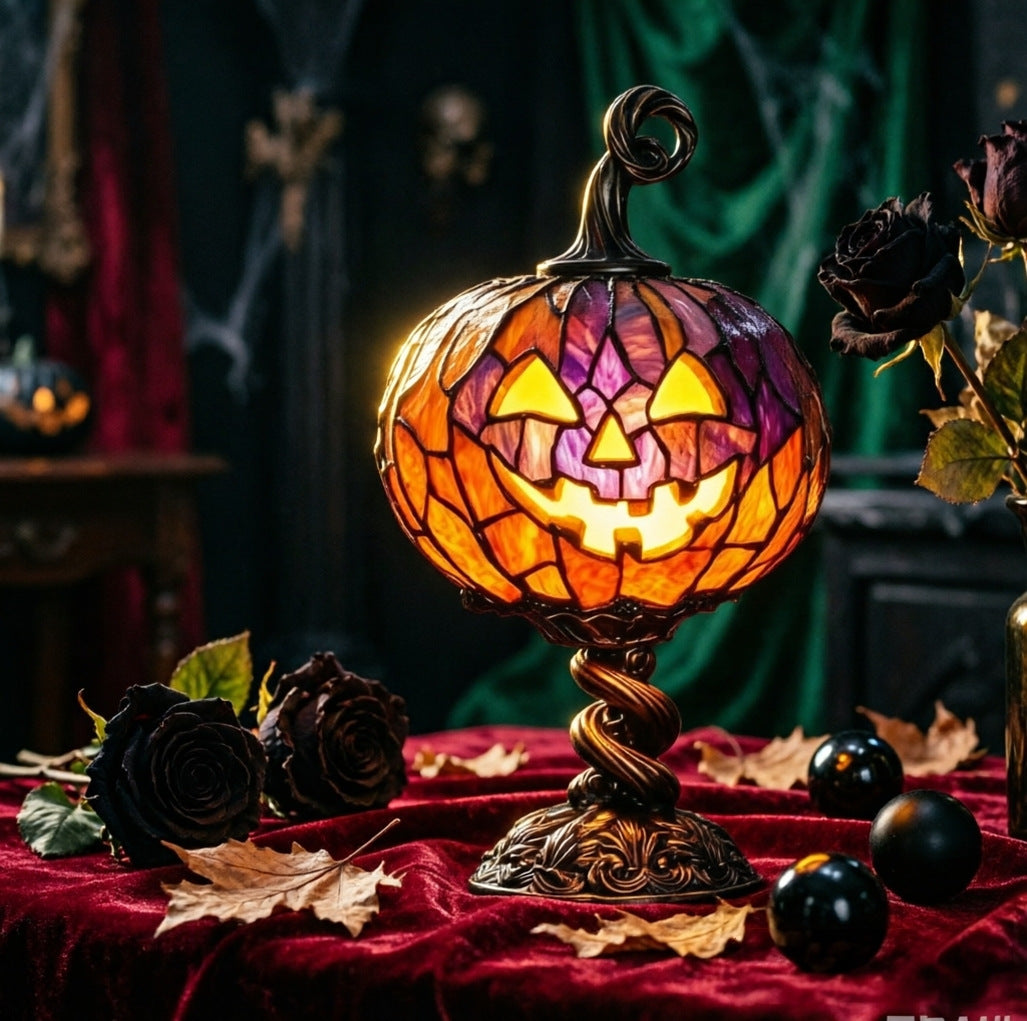 Halloween Glowing Ghost Bat Pumpkin Table Lamp Resin Craft Creative Home Decor Ornament