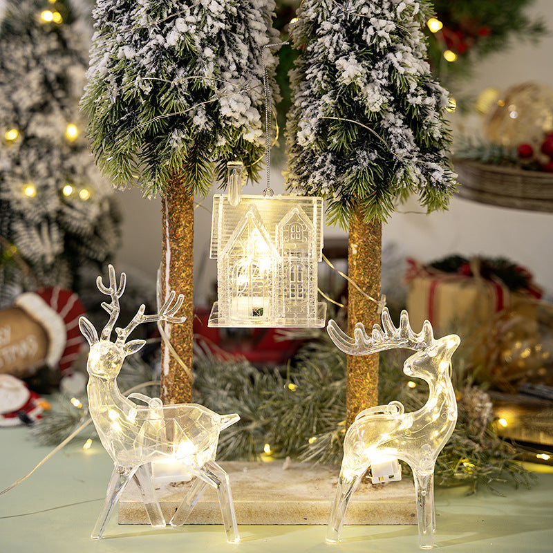 Creative new home decor Christmas series acrylic with lights, three house deer pendants, exquisite pendants