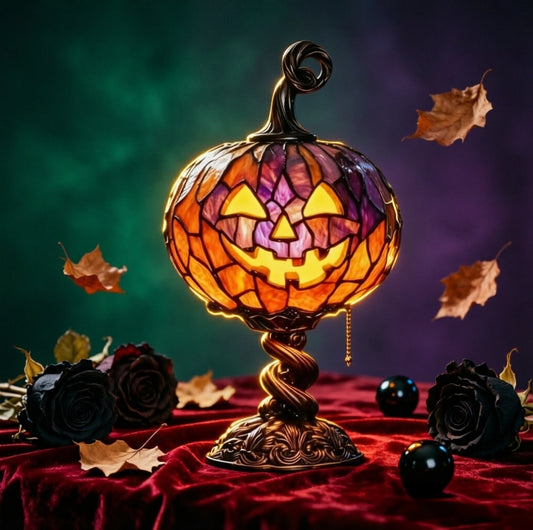 Halloween Glowing Ghost Bat Pumpkin Table Lamp Resin Craft Creative Home Decor Ornament