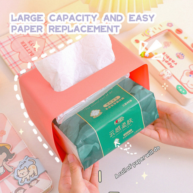 Cute Multifunction Tissue Box Holder Square for Home Kawaii Desktop Decor Tv Tissue Box Case Pink Phone Holder Storage Organizer