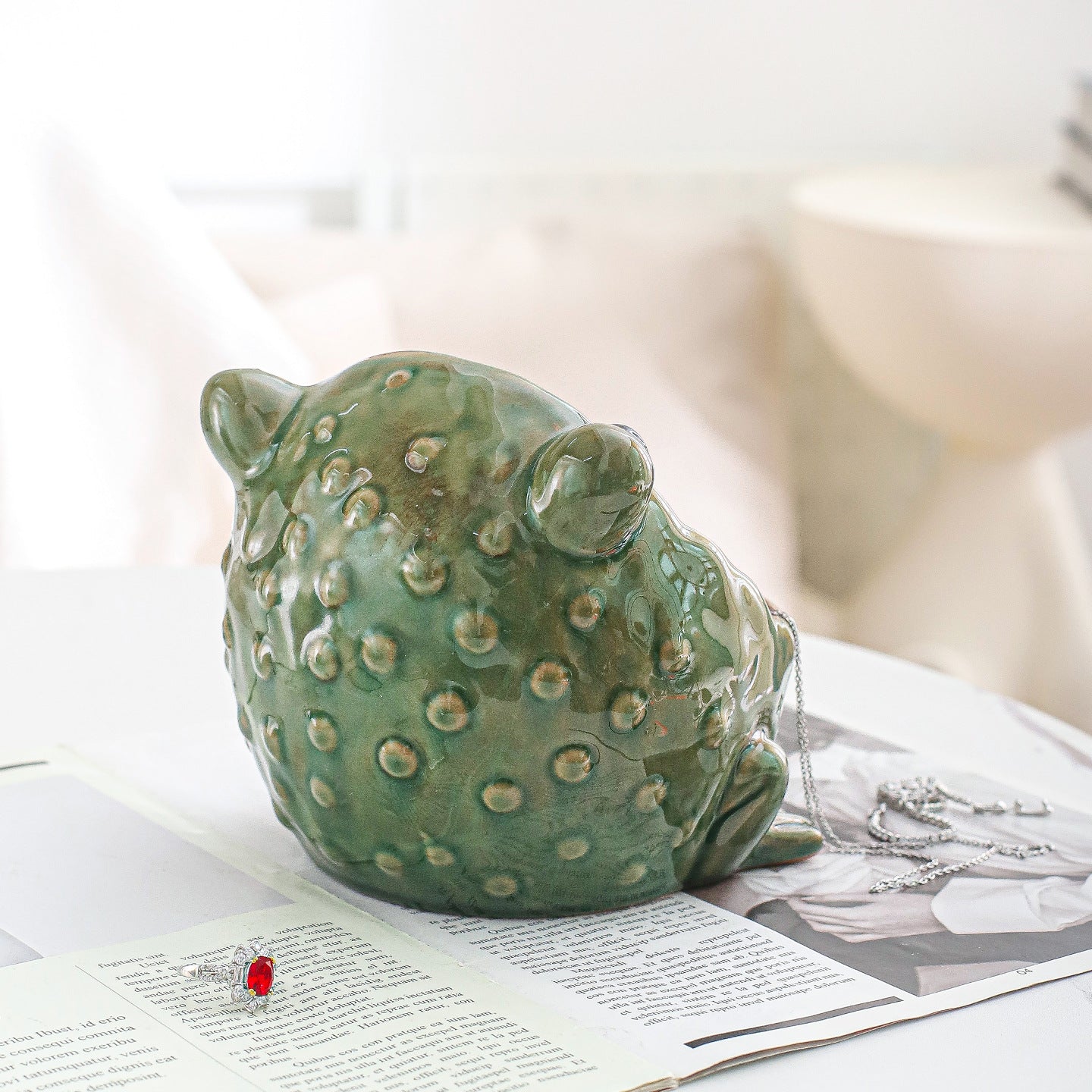 Frog Storage Ornament Jewelry Box Ashtray Ceramic INS Style Creative Decoration for Living Room Home Decor