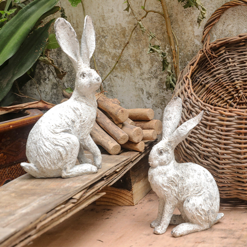 Simple Nordic Cute Gifts Home Decor Rural Resin Crafts Little White Rabbit Decoration Pendant