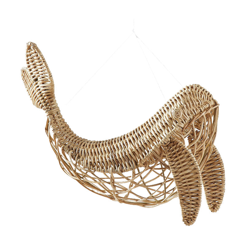 Handmade Rattan Whale Wall Hanging Decoration for Kids Room, Photography Props, Home Decor, Woven Ornament