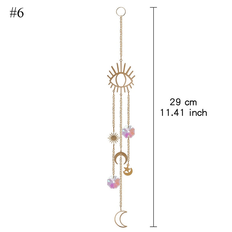 Home Decor Crystal Pendant Hanging Curtain Windchimes Sun Light Catcher Star Moon Pendant Rainbow Wind Chime