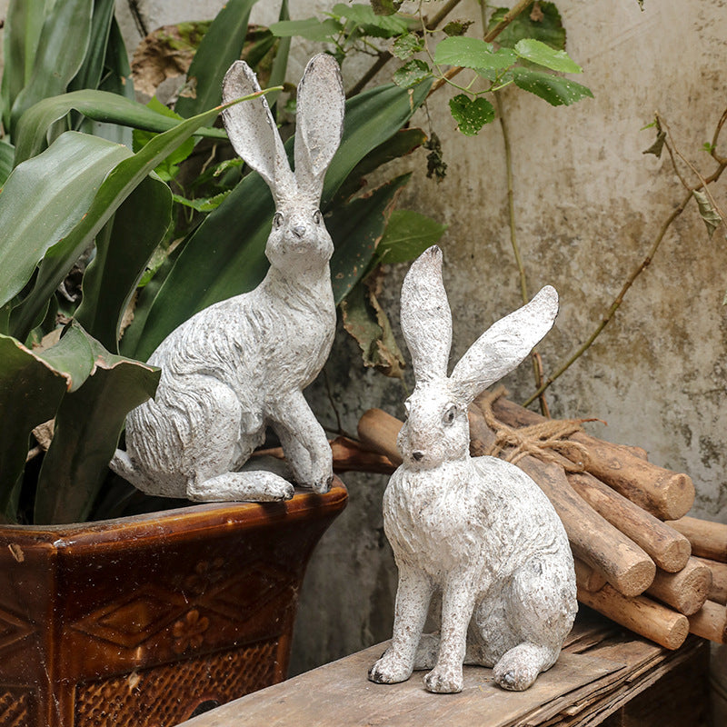 Simple Nordic Cute Gifts Home Decor Rural Resin Crafts Little White Rabbit Decoration Pendant