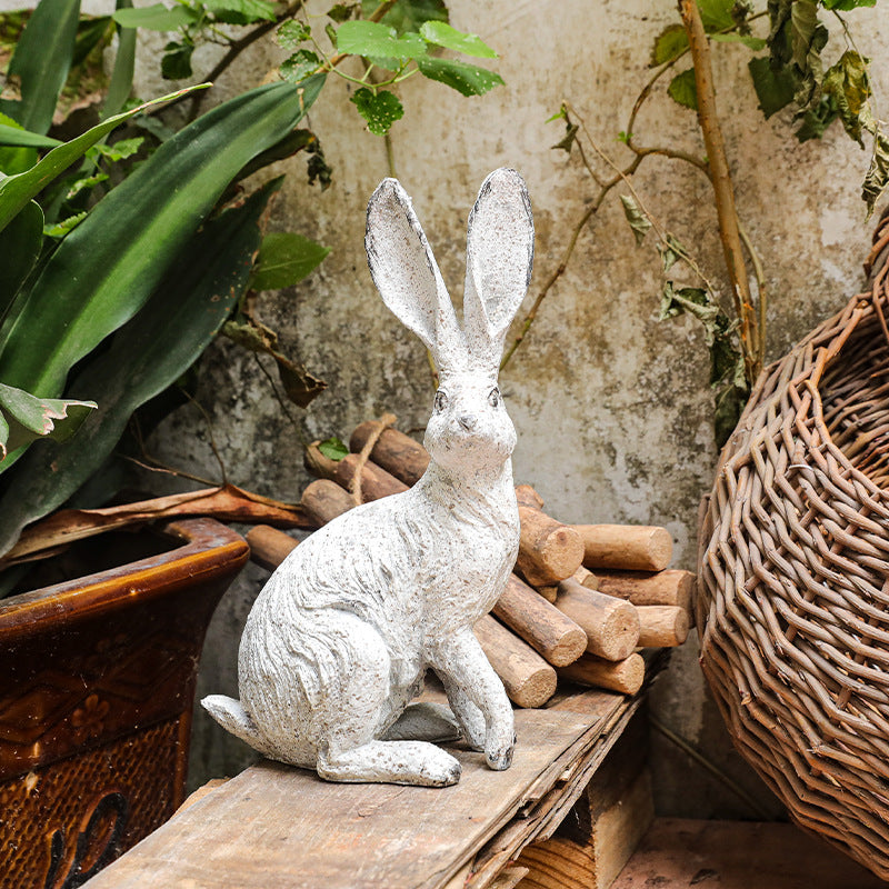Simple Nordic Cute Gifts Home Decor Rural Resin Crafts Little White Rabbit Decoration Pendant
